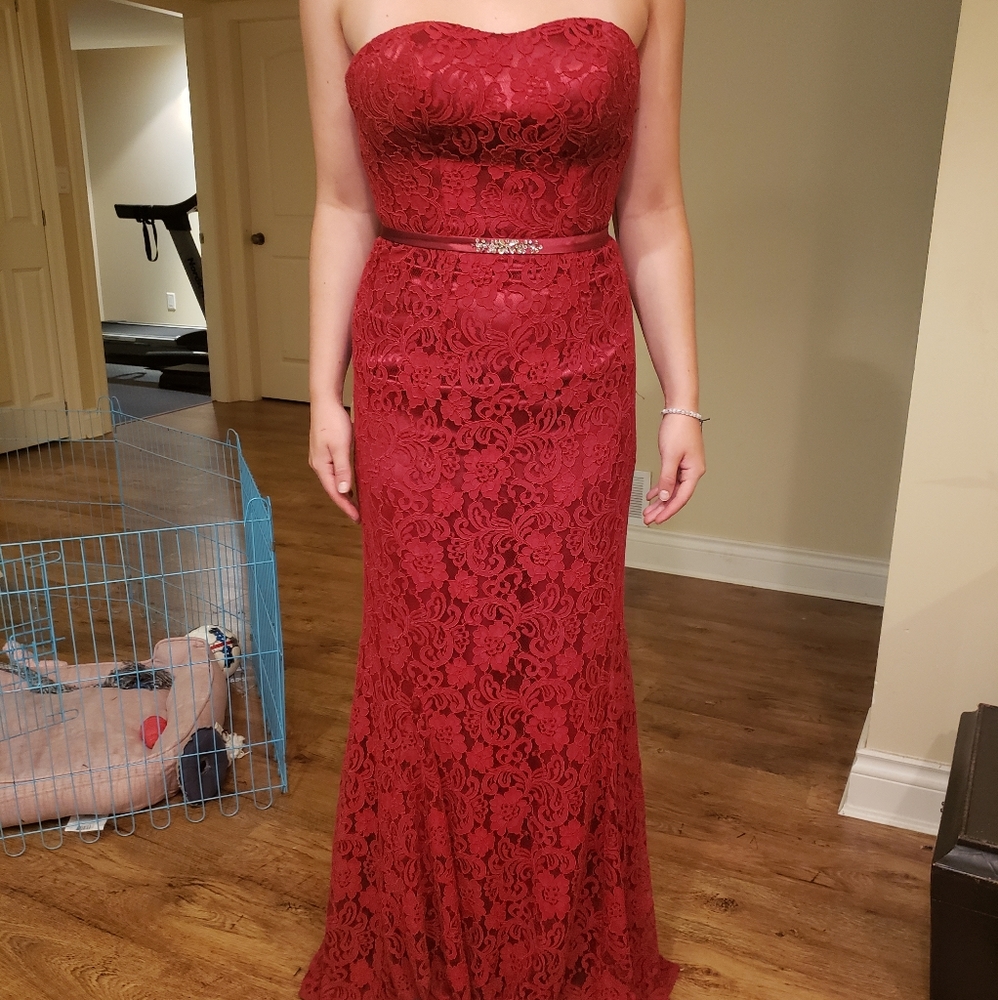Tight Lace Red Prom Dress